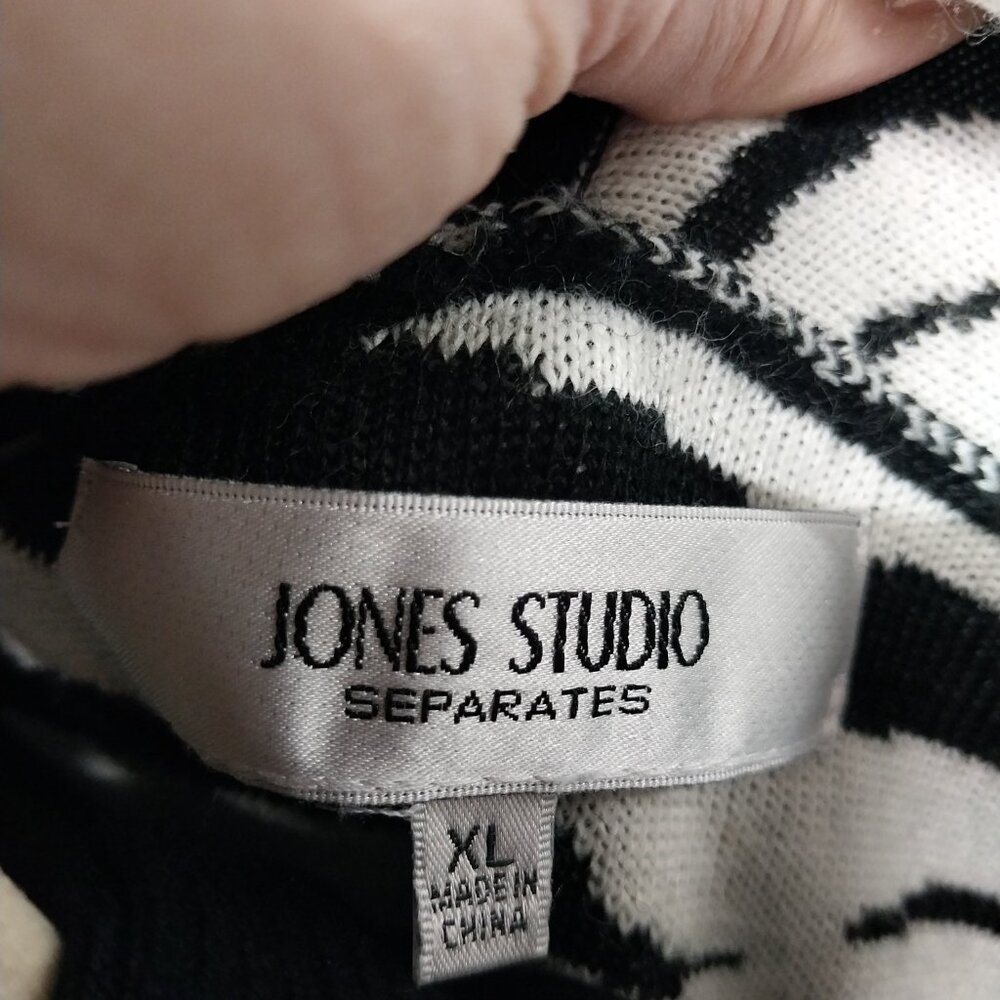 3764 Size XL Black Roz & Ali Cowl Neck Shell & Zebra Print JonesStudio Cardigan. - Picture 8 of 10